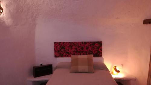 Tempat tidur dalam kamar di Casa cueva El Algarrobo