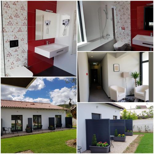 a collage of pictures of a house at O Abel Hotel rural in Bragança