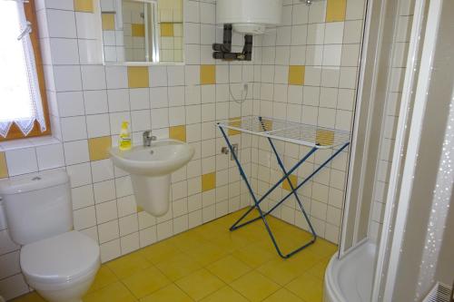 リプノ・ナト・ヴルタヴォウにあるApartmán Riviera 500/23のバスルーム(トイレ、洗面台付)