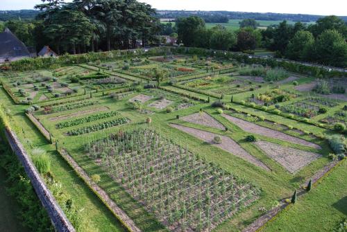 an aerial view of a garden with crops at Château De La Bourdaisière in Montlouis-sur-Loire