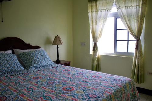 a bedroom with a bed and a window at Ocean Edge Villa in Boscobel