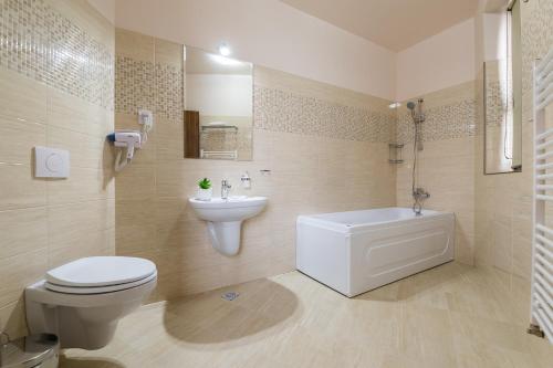 a bathroom with a toilet and a sink at Pensiunea Select Central in Târgu-Mureş