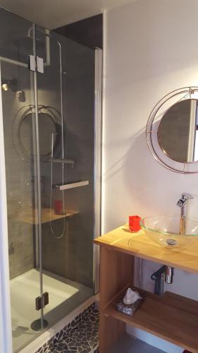 a bathroom with a shower and a sink at atmosphere in Poilhès