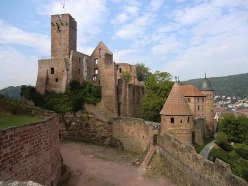 an old castle on top of a brick wall at Ferienwohnung mit Aussicht auf die Burg in Wertheim
