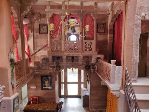 an overhead view of a staircase in a building at Shahi Guest House in Jodhpur