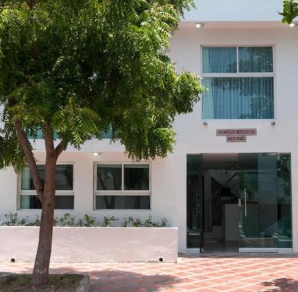 バランキージャにあるHotel Golden Houseの前に木がある建物