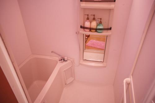 神戸市にあるTakaraboshi room 301 Sannomiya 10 minの小さなバスルーム(バスタブ、シンク付)