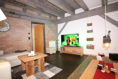 TV a/nebo společenská místnost v ubytování Ferienappartements im Speicherwerk