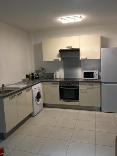 a kitchen with a stove and a dishwasher at 3 Rue du Bois d’inde Anse-Mitan in Les Trois-Îlets