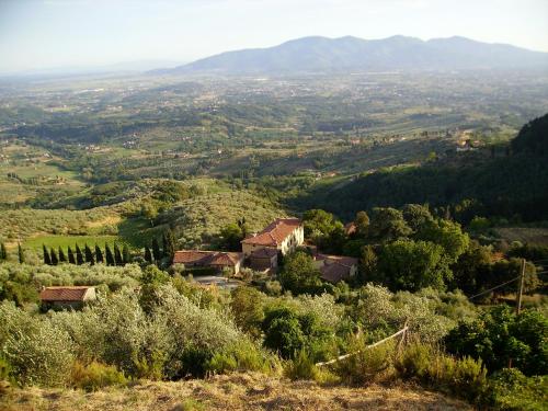 une maison sur une colline dans une vallée avec des arbres dans l'établissement Fattoria Gambaro di Petrognano, à Collodi