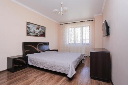 ウラジカフカスにあるАпартаменты Flatirini рядом с ТЦ "Столица"のベッドルーム(ベッド1台、テレビ付)