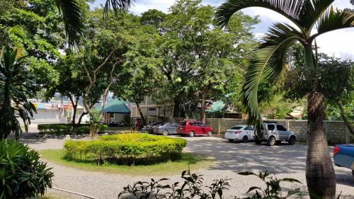 grupa samochodów zaparkowanych na parkingu w obiekcie Hotel 45 Beach Resort w mieście Bauang