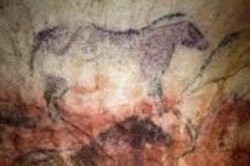 a painting of a horse on a wall at LA CASONA Encanto Rural - ApartaHotel SPA Llanes in Llanes