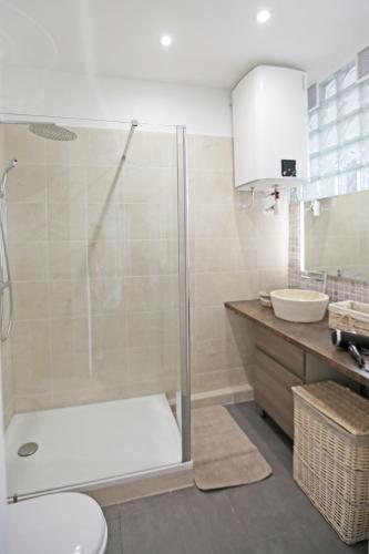 une salle de bain avec une douche, des toilettes et un lavabo dans l'établissement Splendid apart in the heart of Nice, à Nice