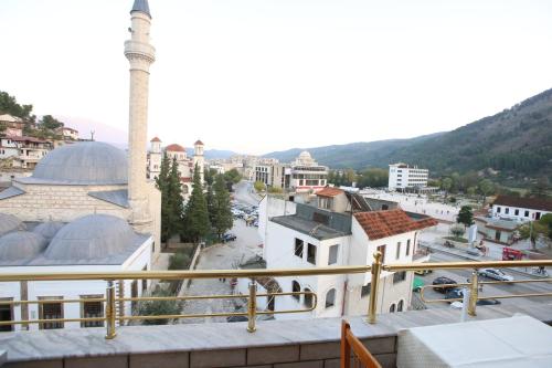 a view from the balcony of a mosque at Hotel Pasarela in Berat