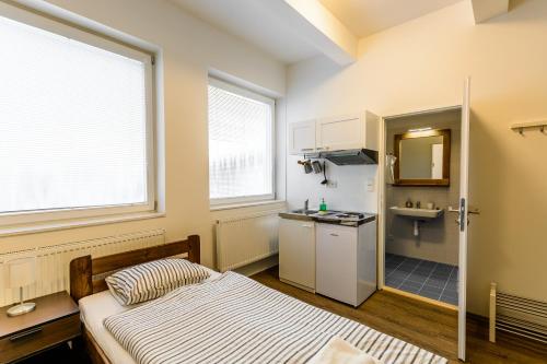 Kuchyňa alebo kuchynka v ubytovaní Žižkov Cosy Studio Apartments