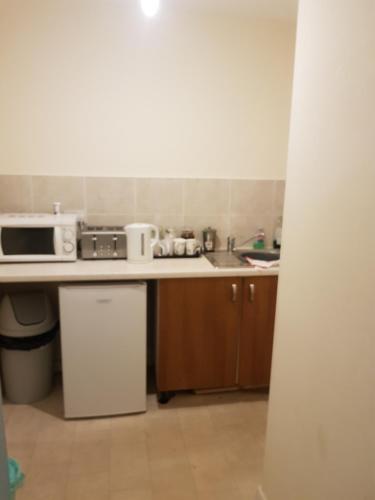 A kitchen or kitchenette at The Crescent Budget Hotel 