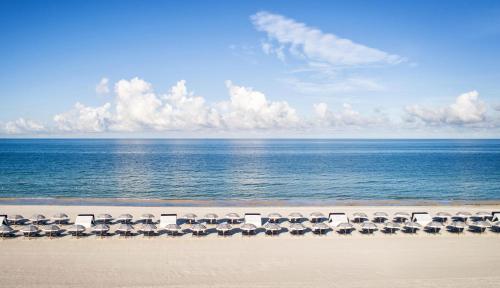 a row of chairs on a beach with the ocean at Sirata Beach Resort St Pete Beach in St Pete Beach