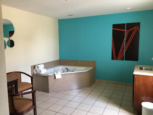 ein Bad mit einer Badewanne in einem Zimmer in der Unterkunft Howard Johnson by Wyndham Houma in Houma