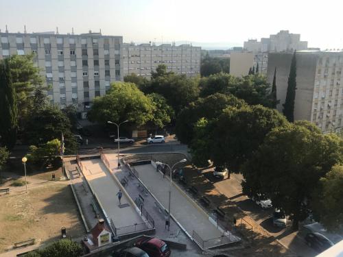 a skate park in the middle of a city at Apartment Darko in Split