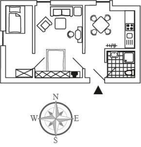 a floor plan of a house with a room at Haus Therese Ferienwohnung *Feodora* (App.11) in Wittdün