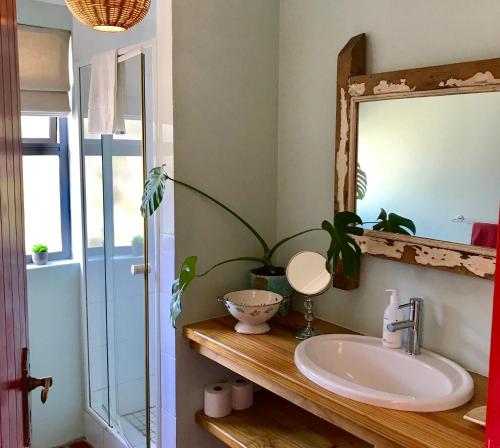 a bathroom with a sink and a mirror at Seabreeze in Kommetjie