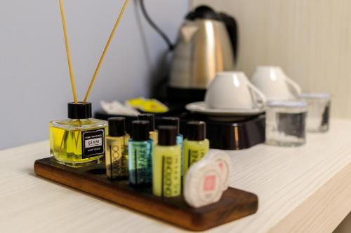 a shelf with a bunch of products on a table at Nar Palace in Istanbul