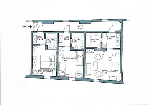 a floor plan of a house at Ferienhof "Die Schenkenau" in Bodelstadt