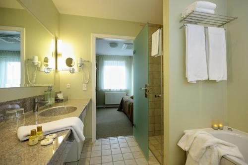 Et badeværelse på Hotel Skivehus