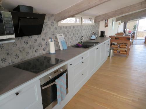 une cuisine avec un évier et un plan de travail dans l'établissement Apartment Bellevue, à Aubeterre-sur-Dronne