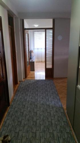 a hallway with a rug on the floor of a house at Apartman Lux K in Bijeljina