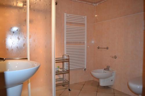 a bathroom with a sink and a toilet at Agriturismo Colombarola in Sona