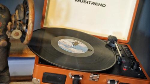 a turntable with a record on top of it at West Davis Mill in Culpeper