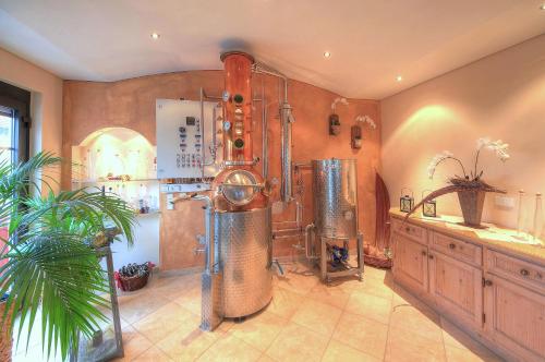 een grote badkamer met een grote douche in de kamer bij Hotel Kuchalber Hof in Donzdorf