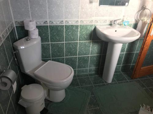 a bathroom with a toilet and a sink at Hotel Four Seasons in Samokov
