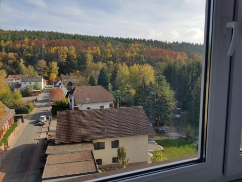 a view from a window of a house at Landgasthaus Klosterhof in Fischbach