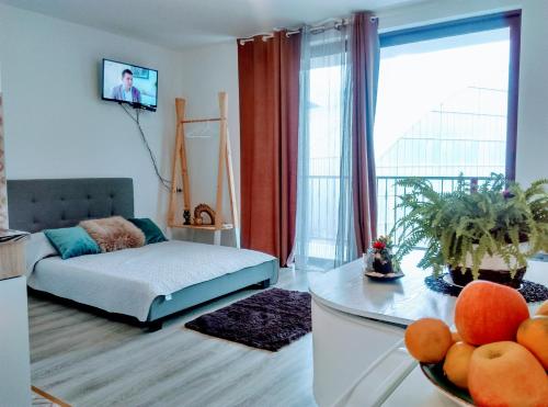 Ένα ή περισσότερα κρεβάτια σε δωμάτιο στο Apartmani Sport Igalo