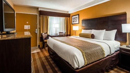 een hotelkamer met een groot bed en een televisie bij Best Western Cape Cod Hotel in Hyannis