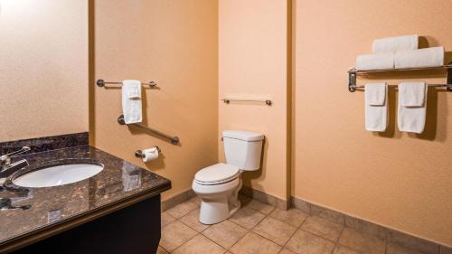 a bathroom with a toilet and a sink at Best Western Plus Estevan Inn & Suites in Estevan