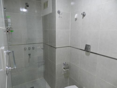 a bathroom with a shower and a toilet at El Departamento de los Abuelos in Posadas
