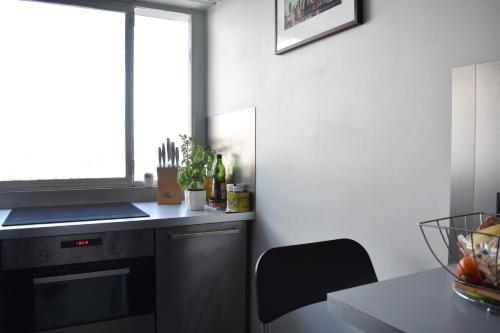 Top Floor 1 Bedroom Apartment near Gare de Lyon tesisinde mutfak veya mini mutfak