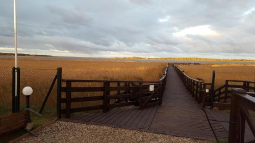 a wooden boardwalk over a field of tall grass at Avila Park & SPA in Dziwnówek