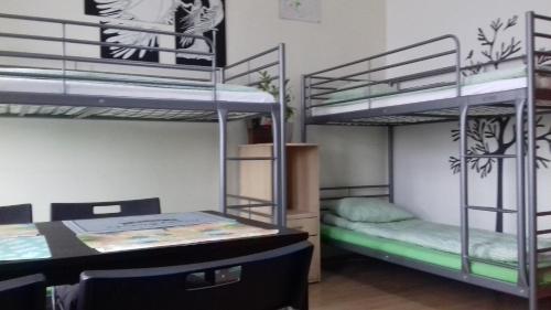 Poschodová posteľ alebo postele v izbe v ubytovaní Art Hostel