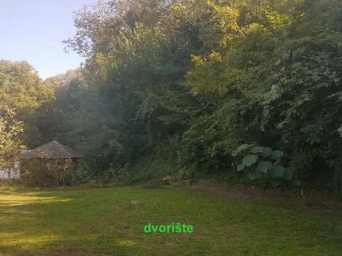 a yard with a house in the middle of a field at "Popov VRT" Banoštor - kuća-vikendica na Dunavu-Fruskoj Gori in Banoštor