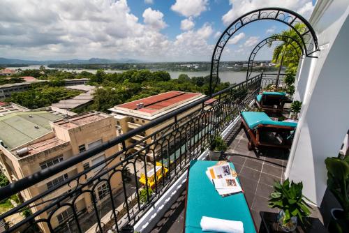 a view from the balcony of a roller coaster at The Sunriver Boutique Hotel Hue in Hue