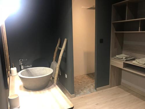 een badkamer met een wastafel in een kamer bij Maison spa piscine d'Alessia in LʼIsle-sur-la-Sorgue