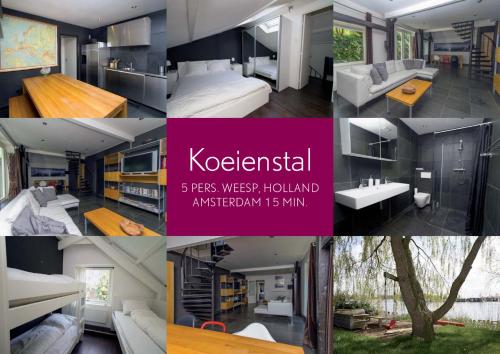 a collage of photos of a bedroom and a house at Hannahhoeve Private House with wifi and free parking for 1 car in Weesp