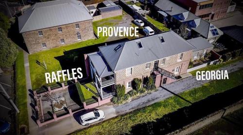 an overhead view of a house with a car parked in front at Province in Portland