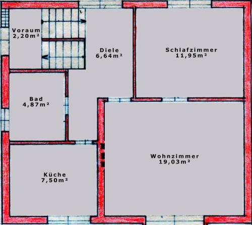 a floor plan of a building with red at Haus-Iris-Mauerbach in Mauerbach