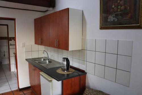 a kitchen with a sink and a counter top at Greenwoods Self-Catering in Pretoria